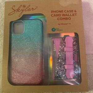 Skylar iPhone 11 Glitter Phone Case & card wallet combo NEW